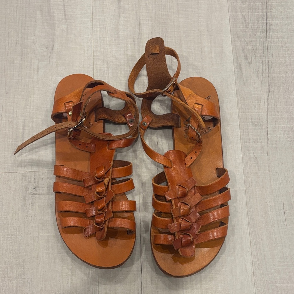 Ancient Greek Sandals Brown Leather Strappy Sandals